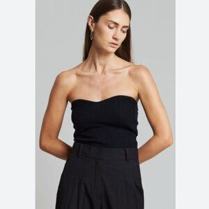 Loulou Studio Cedros Ribbed Knit Strapless Bustier Top (L)